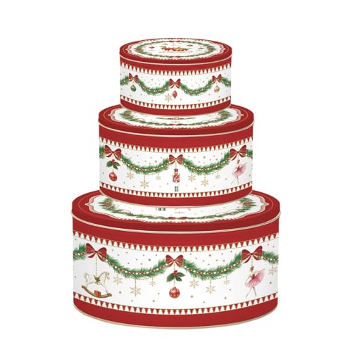 Cajas de hojalata navideñas redondas para galletas y decoración de salones 2