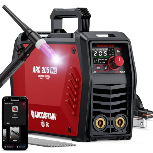 Image of ARCCAPTAIN iControl ARC205 Pro Stick Welder with Lift TIG Torch, [APP Control] 205Amp ARC/Lift TIG Welding Machine, Large LED Display, IGBT Inverter 120V/240V MMA Welder with Hot Start, Arc force