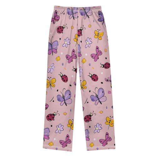 Cartoon Butterfly Pattern Pajama Pants Elastic Waist Lounge Pajama Bottoms Long Pj Pants with pockets2