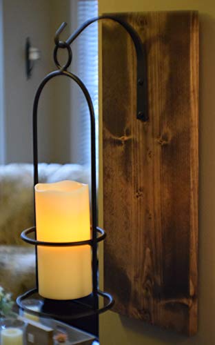 Rustic Large Wrought Iron Hanging Candle Sconce, 6 Inch Led Candle With Flickering Light And 6 Hour Timer, Handmade In The Usa, Farmhouse Decor #TOP24