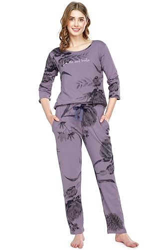 Image of ZEYO Night Suit for Women's Printed Cotton Night Dress of Top and Pajama Set (Available in Plus Size)