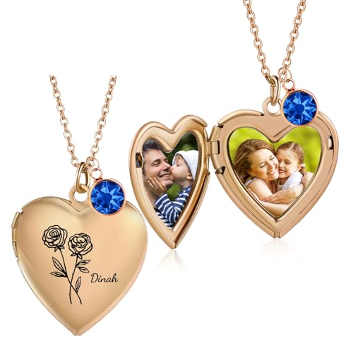 Gaehsmide Collar personalizado para mujer con imagen en el interior, collar personalizado de 1 a 6 fotos para mujer, collar con foto de memoria, regalo de cumpleaños y Navidad para mujer, Acero