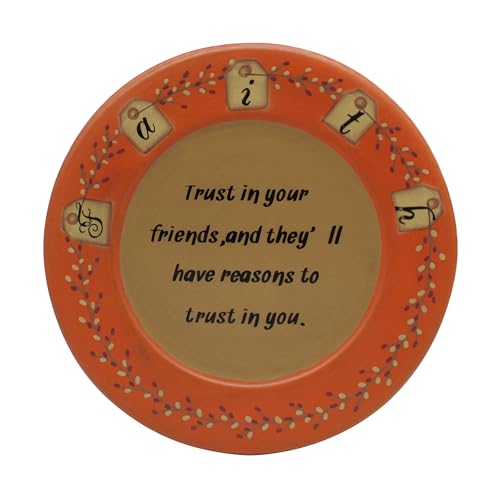 CVHOMEDECO. Primitive Antique Wood Decorative Plate Round Vintage Display Wooden