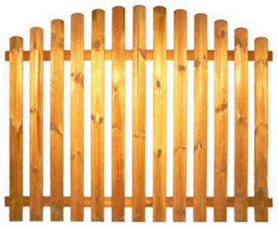 StaketenZaun 'Standard' 180x120/140 cm - oben – kdi / V2A Edelstahl Schrauben verschraubt - aus frischem Holz gehobelt – nach oben gebogene Ausführung - kesseldruckimprägniert