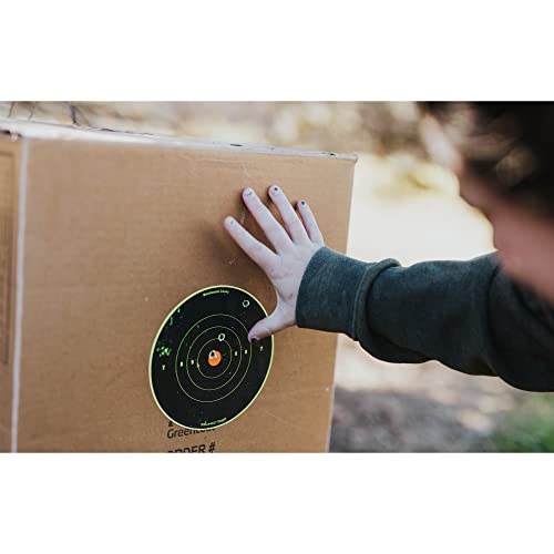 Birchwood Casey Shoot-N-C 8" Bull's-Eye Reactive Targets - Highly Visible Instant Feedback Self-Adhesive Shooting Targets With Repair Pasters - 30 Targets, 360 Pasters #TOP2
