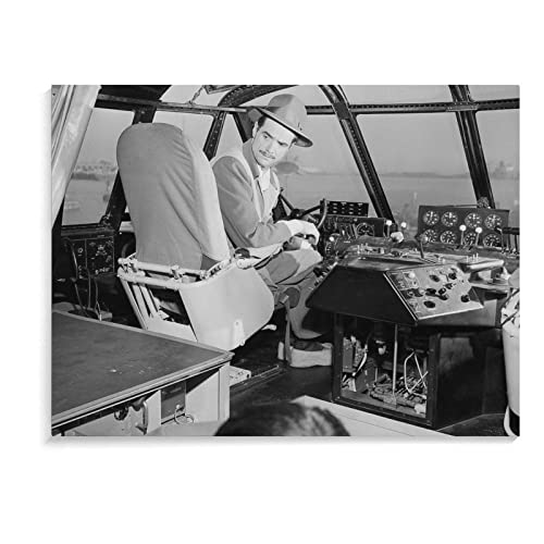 Howard Hughes In Cockpit Of The Spruce Goose Photo Poster Wall Posters Wall Art Paintings Canvas Wall Decor Home Decor Living Room Decor Aesthetic 12X16Inch(30X40Cm) Frame-Style #TOP7