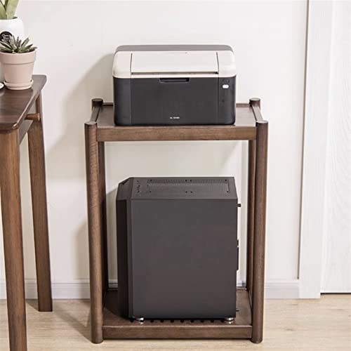 Soporte para CPU de madera sólida, 2 niveles, móvil, con ruedas invisibles, para torres PC miniatura 7