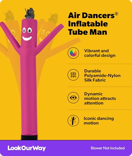 Image of LookOurWay Air Dancers Wacky Waving Inflatable Tube Man Attachment - 7 Feet Tall Advertising Air Dancer Waving Man Inflatable Tube Guy - Blower Not Included - Pink