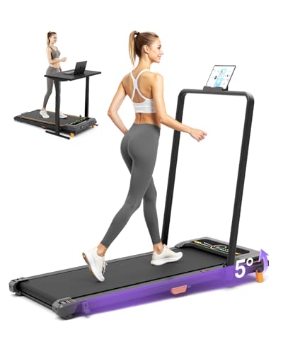 Image of Walking Pad Treadmill, WALKWAKE 8% Incline Walking Pads, Compact Under Desk Treadmill for Home, 330lb Capacity 2.5HP Running Machine for Walking Jogging with LED Display, Black Purple