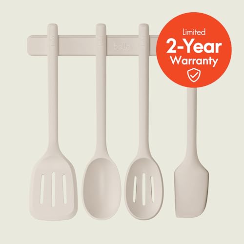 bella 5-Piece Kitchen Tool Set with Magnetic Rack, Silicone, Turner, Spoon, Slotted Spoon, Spatula, Utensil Holder, Magnetic Holder, Non-toxic*, Food-grade, Heat safe to 425°F, Dishwasher Safe, Slate by BELLA - Image 3