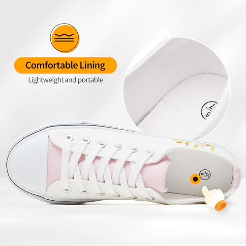 Image of ZGR Womens White Tennis Shoes for Women,Low Tops Lace up Canvas Sneakers