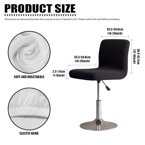 Image of Black Bar Stool Chair Cover of 2 Slip Resistant Seat Covers Chair Cover Protecter with Low Short Back for Dining Room
