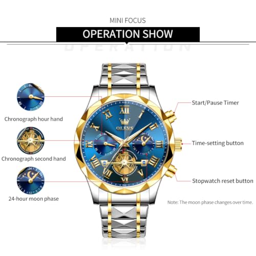 Image of OLEVS Watch for Men Chronograph Business Dress Large Face Mens Wristwatches