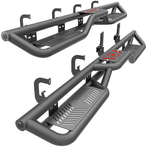 YZONA Crew Cab Running Boards Side Steps Compatible for 2007-2018 Chevy Silverado & GMC Sierra 1500, 2007-2019 Chevrolet Silverado & GMC Sierra 2500 HD 3500 HD CrewCab Nerf Bar, Two Stairs Design
