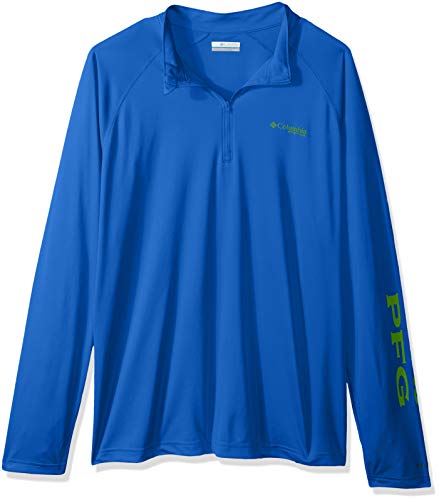 Columbia Men's Terminal Tackle 1/4 Zip Hyper Blue, Green Mamba Logo 3X