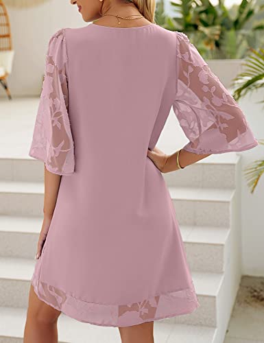 Image of LookbookStore 3 /4 Sleeve Dress for Women Shift Cute Summer Tunic Floral Lace Dresses