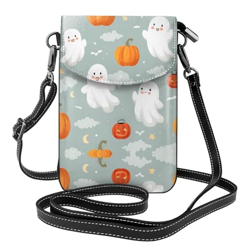 Sac à bandoulière cuir imprimé fantômes pour ranger son téléphone portable