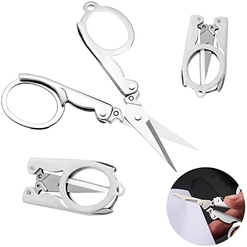 3Pcs Ciseaux Pliants, Petits Ciseaux Pliables Ciseaux de Voyage Mini Ciseaux De Pêche Ciseaux en Acier Inoxydable, Ciseaux de Coupe Ciseaux de Couture Ciseaux Multi-Usages pour Broderie/Camping/Bureau