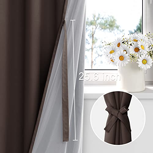 Xwzo 100% Blackout Curtains With Tiebacks- Heat And Full Light Blocking Window Panels With Grommets & Thermal Insulated Draperies For Large Window, Brown, W70 X L84, Set Of 2 #TOP2
