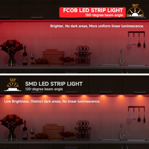 Image of BTF-LIGHTING FCOB COB LED Strip Lights 5V USB Powered Red Color for TV | 9.8FT 960LEDs CRI90+ Dimmable Super Bright LED Light with 3M Tape for TV Backlight PC 3D Printer Cabinet Home DIY Lighting