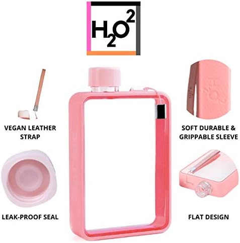 H2O2 380ml Flat Reusable Water Bottle BPA-Free Black/White/Pink