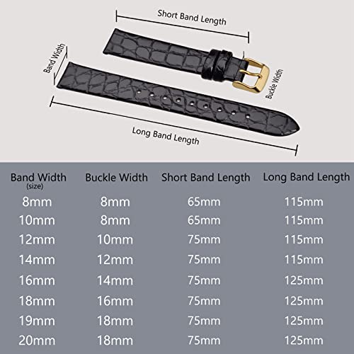 BISONSTRAP Watch Straps for Women, Crocodile Pattern Leather Thin Watch Replacement Bands,12mm, Black with Gold Buckle by BISONSTRAP - Used condition - Image 5