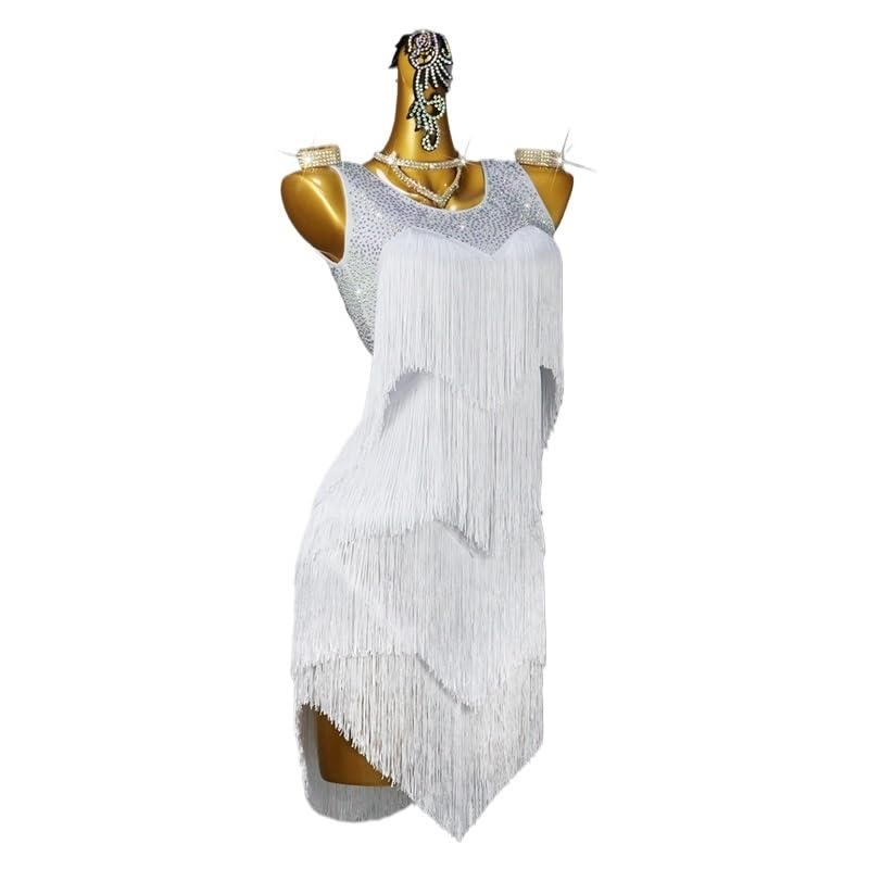 Robe de danse latine fluide à franges pour compétition de samba