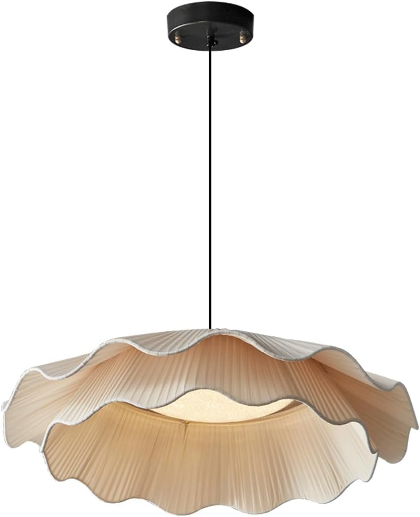 Minimalist Silk Lantern Light - Mid Century Modern Hanging Lamp for Kitchen Island, Dining Room, Living Room - Nordic Style with Brass Accents