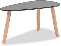 Vista 8 de Juego de mesa de centro de 2 piezas de madera de pino maciza, color negro, grandes mesas de comedor para sala de patio, mesa de centro para balcón