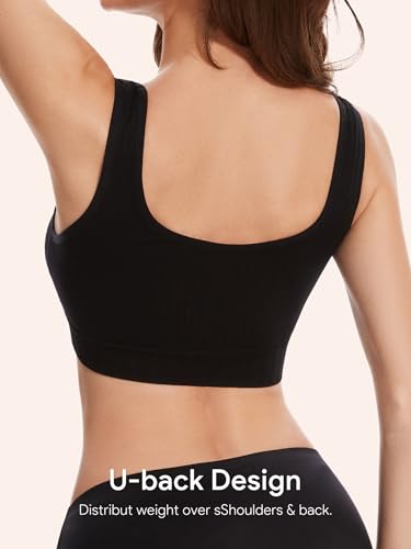 Angelhood Front Close Wireless Bras for Women, Smoothing Padded Bralette, Comfortable Snap Closing Bras, 4 Pack4