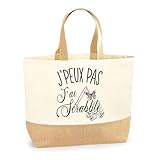 Planetee Sac scrabble J'peux pas | Cabas de Plage Courses Coton et Toile de Jute Idée Cadeau