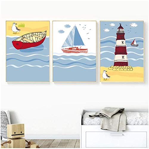 Toile peinture mouette dessin animé poster mural chambre enfant 50x70cm sans cadre
