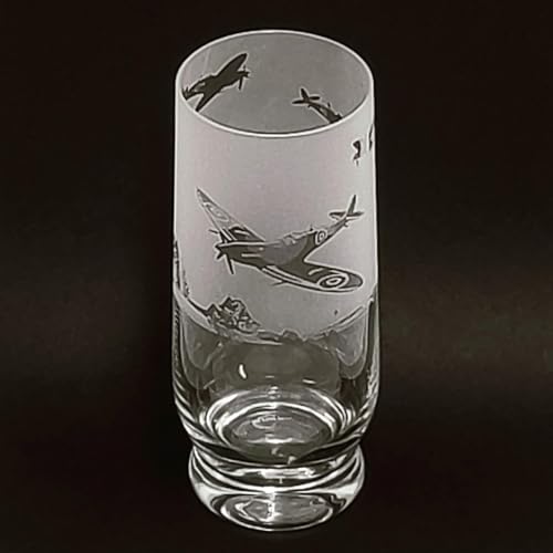 Dartington Crystal Aspect Highball Glass - World War II Airplane - Supermarine Spitfires Design