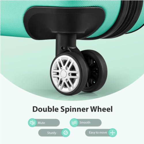 3 Piece Luggage Set, Hard Shell Lightweight Luggage, 20 24 28 Inch Travel Set, Wheels, Internal Combination Lock, Mint Green4