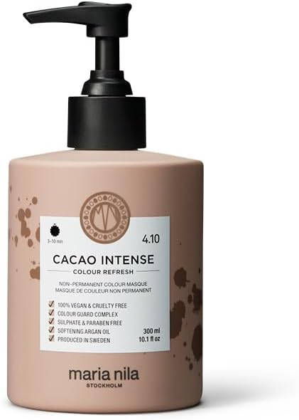 Maria Nila Color Refresh, Cacao Intense, Dark Brown Hair Mask, Semi-Permanent Pigments, 100% Vegan & Sulfate/Paraben free