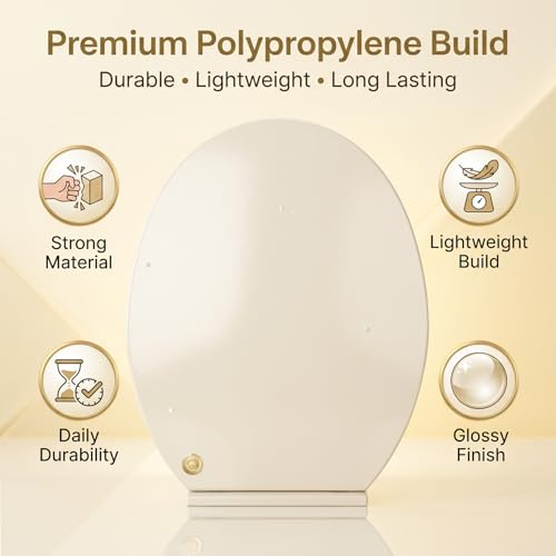 Image of Elegant Casa Polypropylene Soft Close Toilet Seat Cover Round | Western Commode Lid for Bathroom & Toilet | Stable Hinges, Anti-Slip, Durable Hygienic Seat | Off-White Ivory | Easy Installation 1 Set