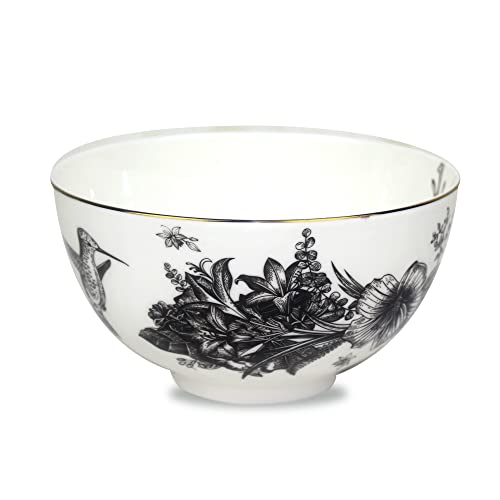 Koken – 4 Bowls Set Fine Bone China With Design Black & White With Gold Ring - Ideal For Special Occasions Or Every Day - Stackable-Mixing Bowls- Kitchen Essentials & Tableware. #TOP3