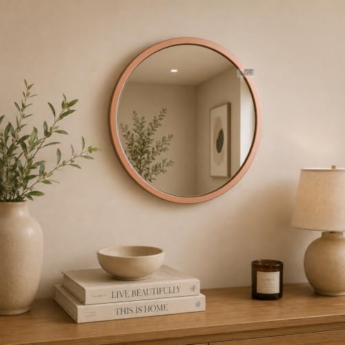 Image of Ali.G.I Round Wall Mirror, Modern Metal Framed Decorative Circle Vanity Mirror for Bathroom, Living Room, Bedroom & Entryway (Rose Gold 18 inch)