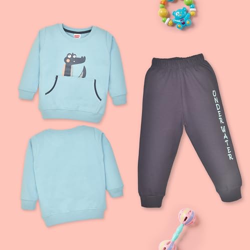 Image of LuvLap Baby Boys Full Sleeve Sweatshirt & Pyjama Sets, Pack of 2