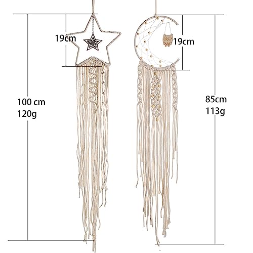Atrapasueños de búho tejido a mano en hilo de algodón natural para decoración bohemia 5