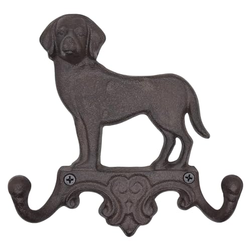 RIXIGOOD Cast Iron Dog Wall Hooks for Hanging, Heavy Duty Dog Leash Holder for Wall Mount Coat Hooks Decorative Key Hanger Vintage Farmhouse Entryway Cute Animal Decor Rustic Brown 1 Pack