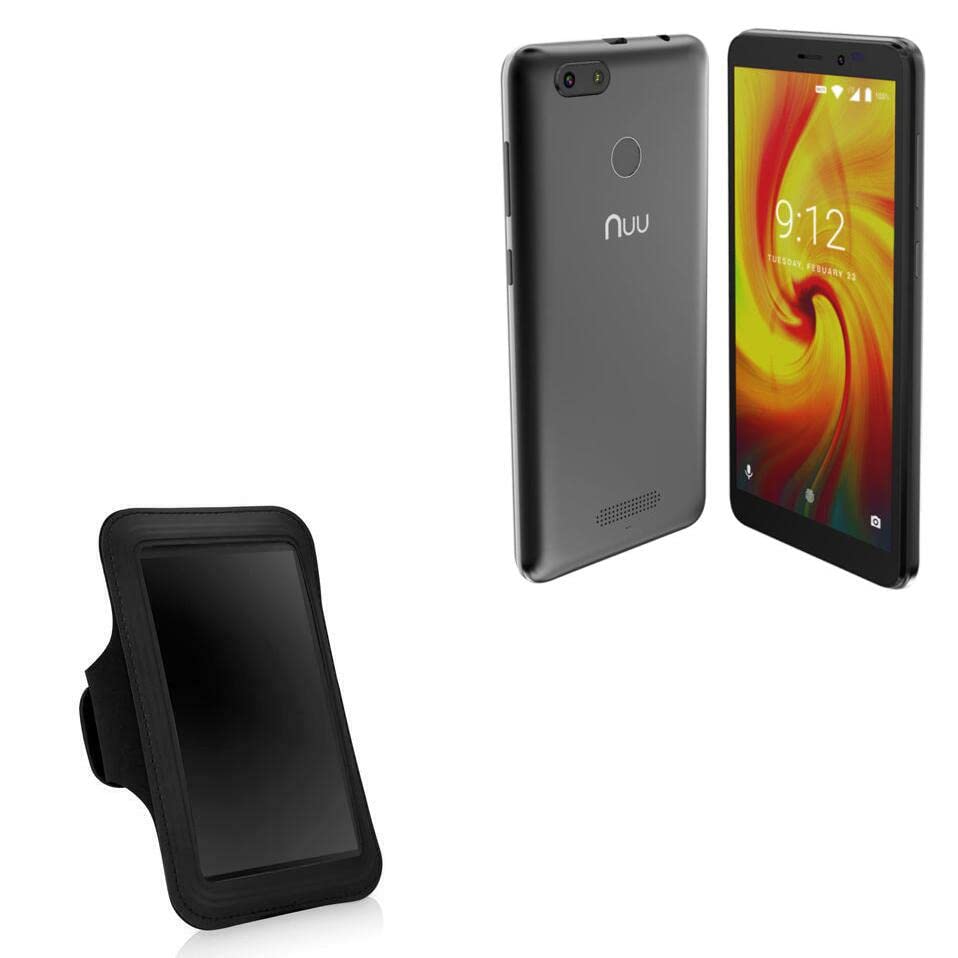 BoxWave Case Compatible with NUU Mobile A5L+ - Sports Armband, Adjustable Armband for Workout and Running for NUU Mobile A5L+ - Jet Black