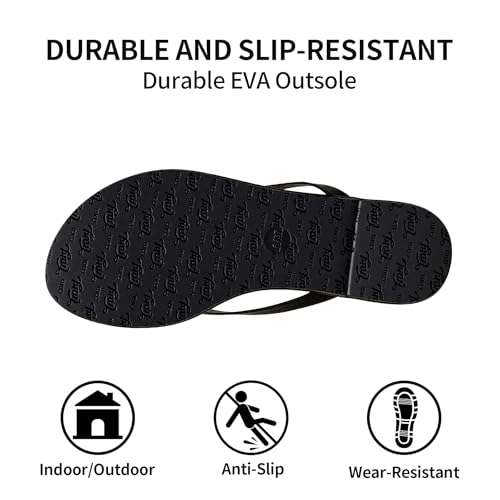 Trary Flip Flops for Women Round Toe Memory Foam Flats Summer Sandals for Women 2025 Vegan Leather Comfortable Womens Sandals Beach Essentials Slides4