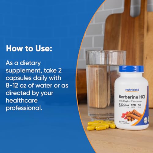 Nutricost Berberine HCl with Ceylon Cinnamon Capsules