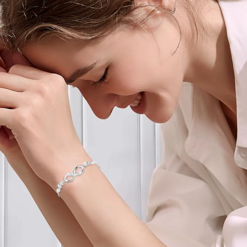 J.Fée Sterling Silver Bracelets for Women 925 Silver Bracelet Infinity Heart Bracelets for Women Infinity Adjustable Bracelet Heart Jewelry Womens Gifts for Birthday by J.Fée - Used condition - Image 3