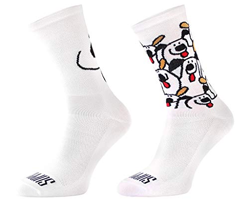 SUPPORT Herren Radsocken atmungsaktive Technologie rutschfeste Faser Unisex lustige Muster Radfahrer Zubehör für Wandern Laufen Klettern Radfahren Essentials, Dogs Are Dogs, Größe 42-44 EU