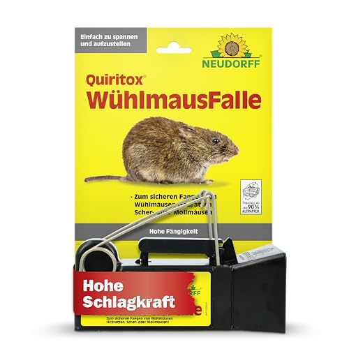 Neudorff Quiritox WühlmausFalle – Schlagfalle mit hoher Schlagkraft zur sicheren Bekämpfung von Wühlmäusen, wiederverwendbar, 1 Stück