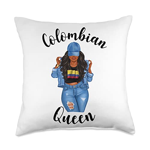 Black Afro Colombian Queen Throw Pillow