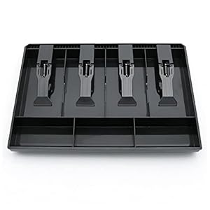 Cash Register Drawer Insert Tray- Cash Money Tray,Portable Currency Till Replacement Money Organizer Storage Box,4 Bill/3 Coin-Black