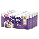 Cushelle Quilted 3-Ply Double Size 50% Longer Soft Absorbent Rolls 32 Pack - 236 Sheets p/roll & HOT Logo Sticker - Sold by HOUSE OF TAPES